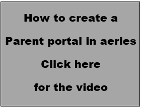 Grey box with the words in English, how to create a parent portal in aeries, click here for the video